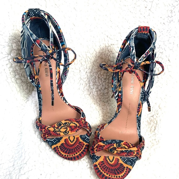 Gianni Bini Abbrie Print Ankle Tie Sandals - Picture 7 of 9